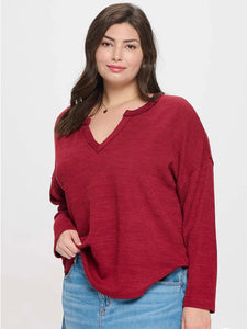 Split Neck Knit Top