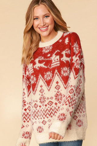 Fuzzy Knit Holiday Sweater