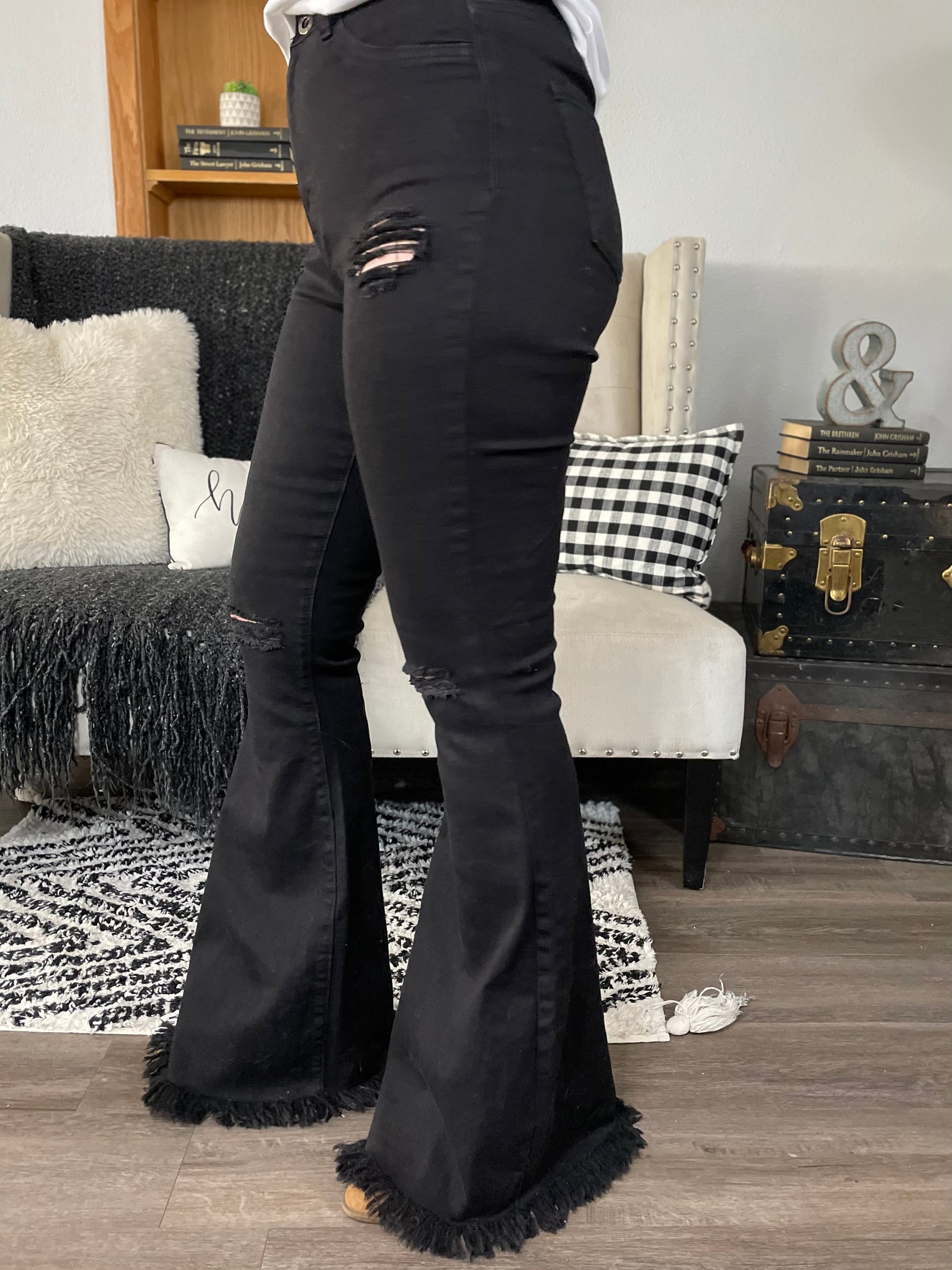 LAGUST DISTRESSED LOOK FLARED PANTS