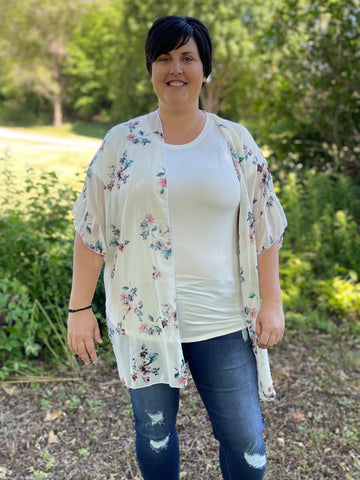 Ivory Floral Kimono