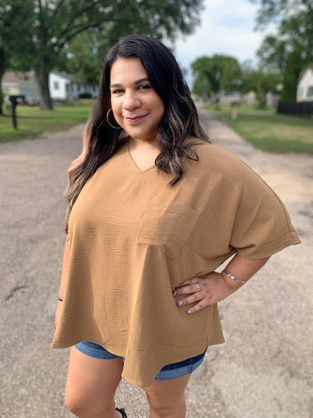 Woven Dolman Pocket Top