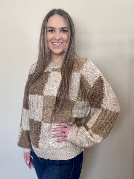 Checkered Multi Texture Sweater