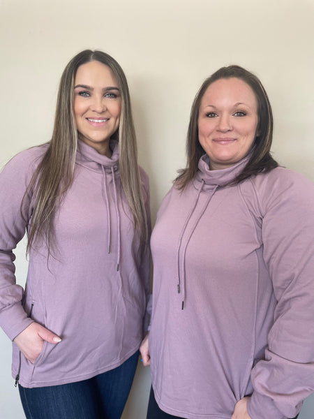 Cowl Neck Drawstring Sweatshirt Midwest Apricity Boutique