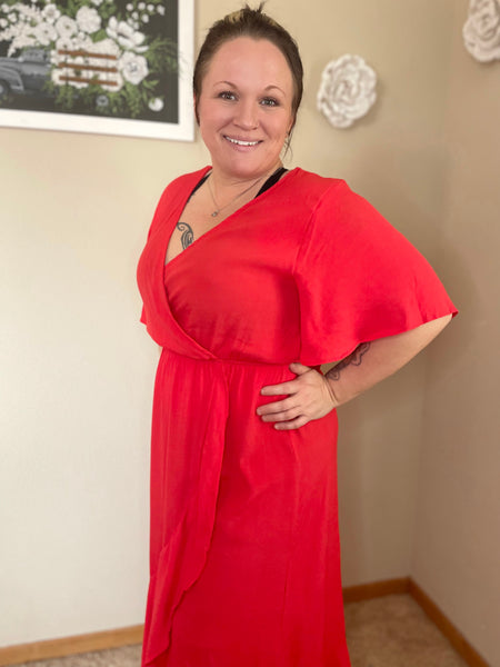 Red High Low Wrap Dress